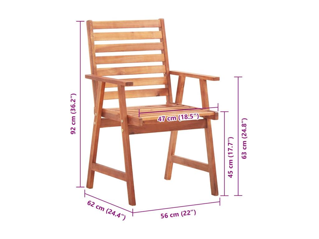 Set of 4 outdoor dining chairs and cushions, Meublita solid wood