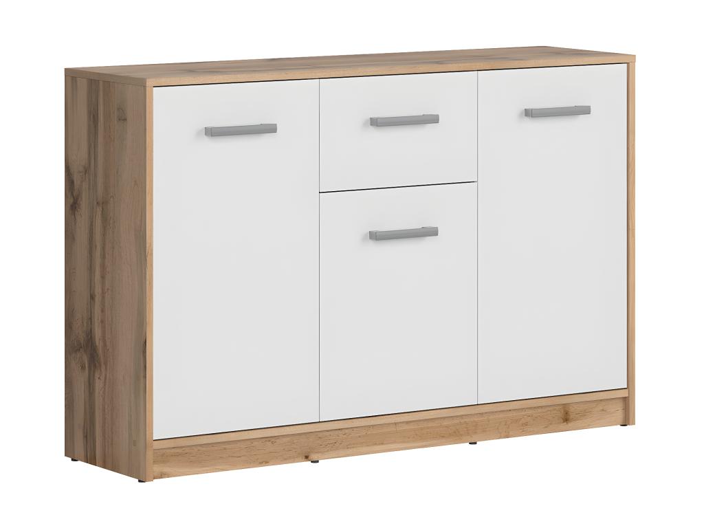Meublita 3-Door 1-Drawer Buffet in Wood and White
