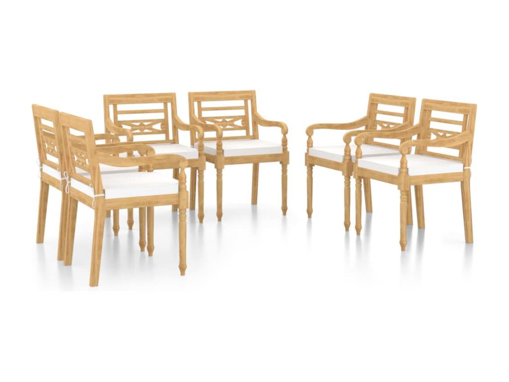 Meublita 6-piece chairs with cushions, solid teak wood