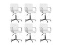 6-Piece Swivel Dining Chairs, White Faux Leather