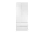 White wardrobe with 2 doors and 2 drawers - W80 x H191 x D55 cm