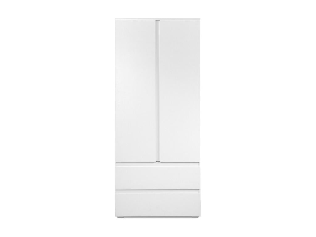 White wardrobe with 2 doors and 2 drawers - W80 x H191 x D55 cm