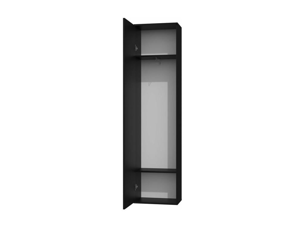Doucezen wardrobe with mirror and 2 shelves, 180x35x50 cm, black
