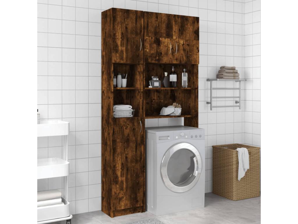 Smoked oak bathroom cabinet 32x25.5x190 cm Engineered wood