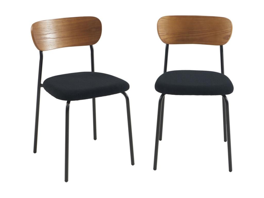 Meublita - Set of 2 corduroy and metal chairs - Black