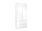 White wardrobe with 2 doors and 2 drawers - W80 x H191 x D55 cm