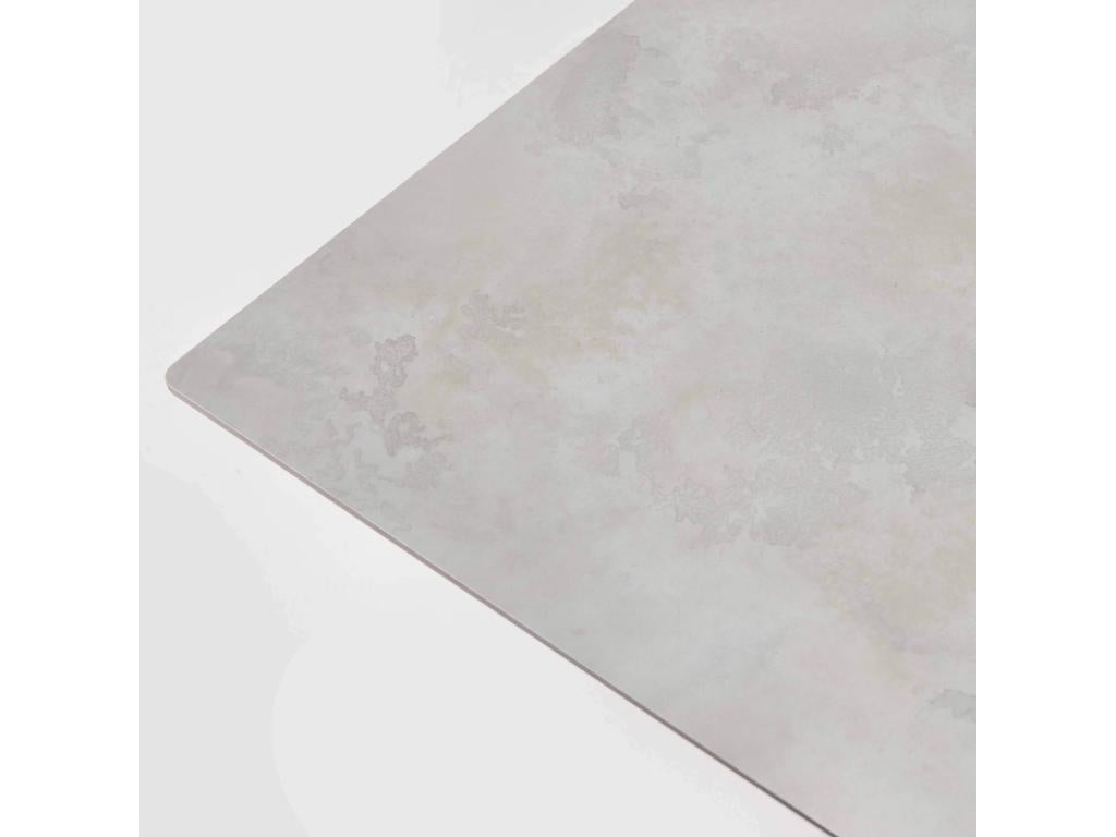 Light grey concrete-effect laminate garden table and 2 grey armchairs