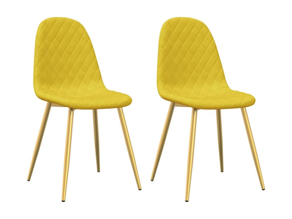 Dining chairs, set of 2, mustard yellow velvet