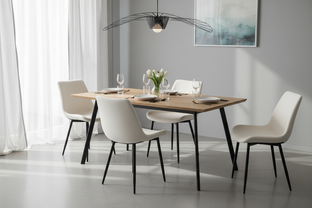 Set of 2 Doucezen Bouclé White Dining Chairs