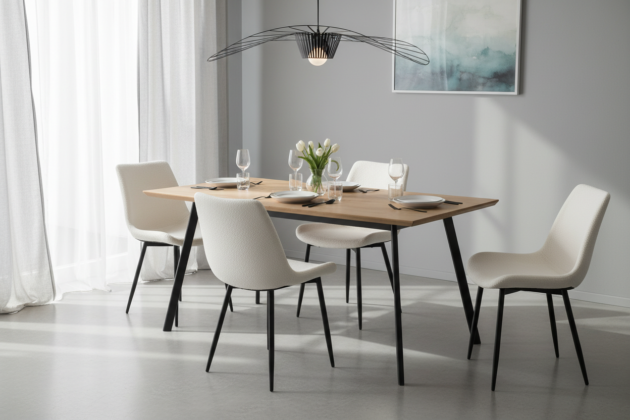 Set of 2 Doucezen Bouclé White Dining Chairs