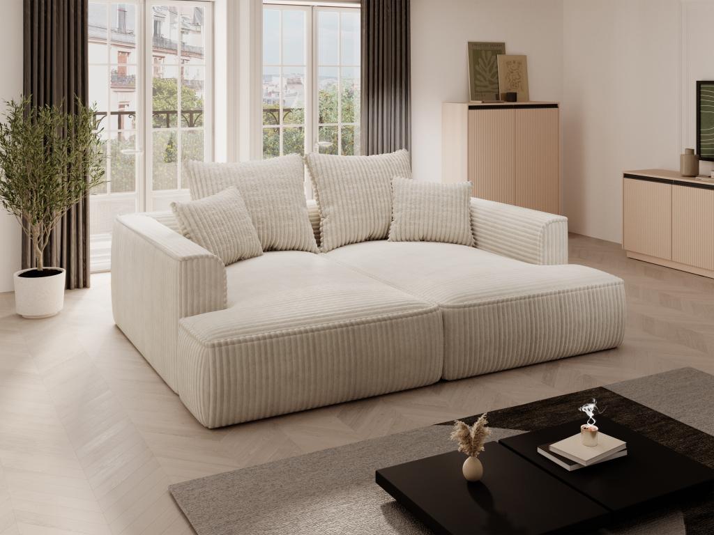 Meublita 3-seater sofa with deep seat and comfortable wide-wale beige corduroy