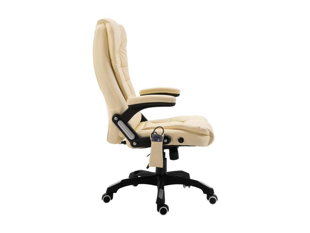 Cream Faux Leather Massage Office Chair