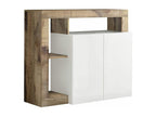 Meublita - 2-Door White Lacquered Buffet with Wood-Effect Frame and Niches