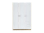 Meublita 3-door, 3-drawer wardrobe, W121 x H180 cm - White and wood