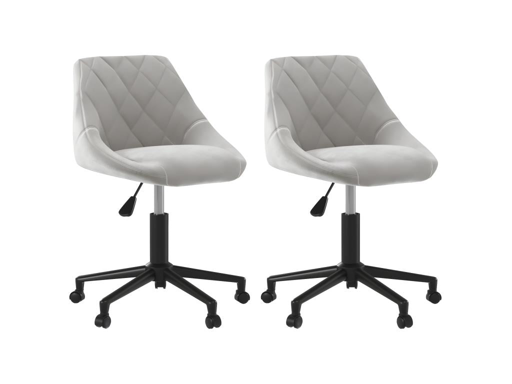 Swivel dining chairs, set of 2, light grey velvet