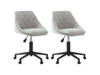 Swivel dining chairs, set of 2, light grey velvet