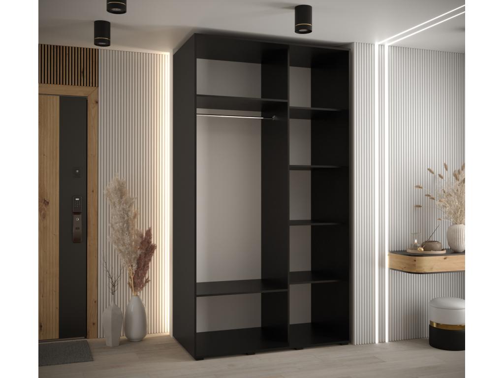 Vertchez 5-Door Sliding Wardrobe 235.2/140/60 cm, Black/Black/Silver