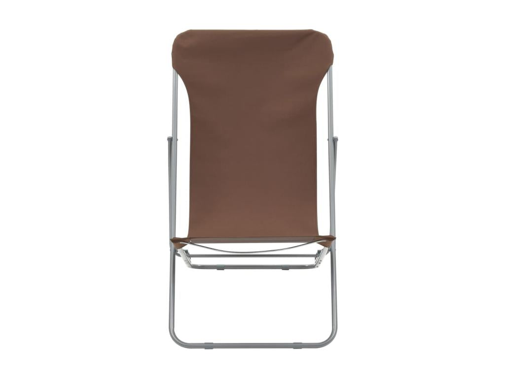 Meublita Brown 2-Piece Folding Beach Chairs, Steel and Fabric