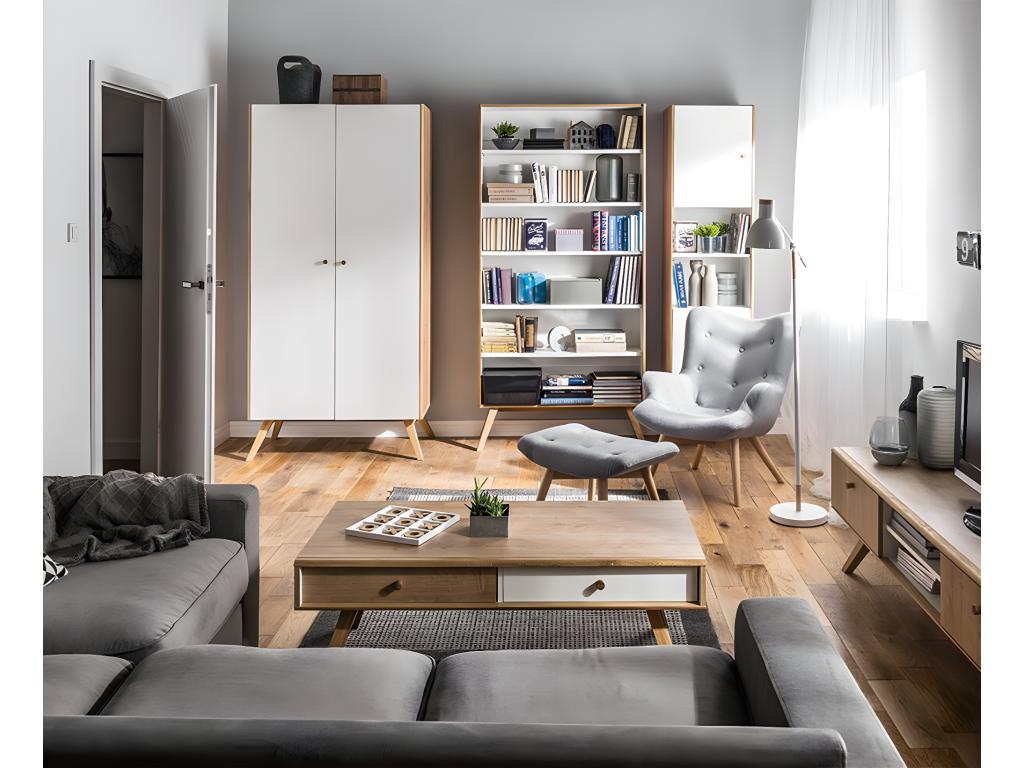 2-Door Wardrobe, Natural White