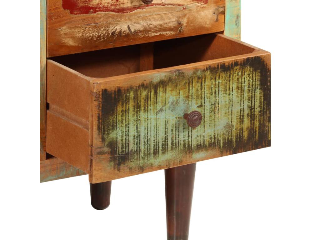 Wardrobe with 1 door, 4 shelves, 3 drawers. Reclaimed solid wood.