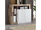 Meublita - 2-Door White Lacquered Buffet with Wood-Effect Frame and Niches