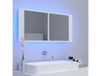 Bathroom cabinet with LED mirror, white, 100x12x45 cm, acrylic