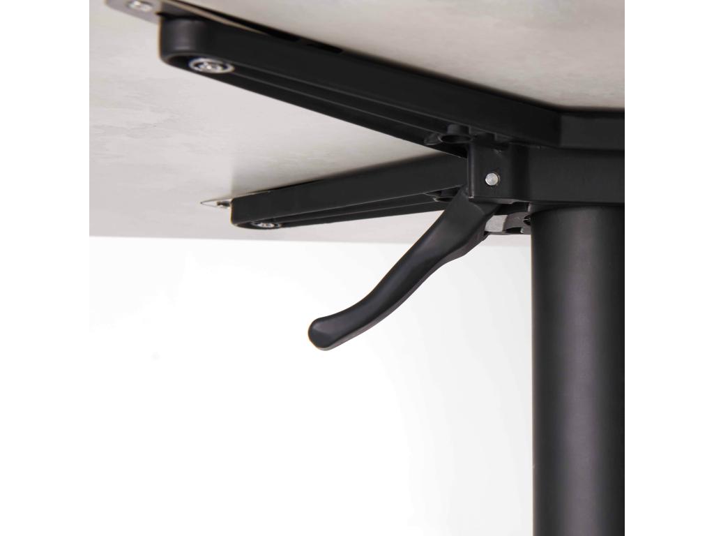 Light grey concrete-effect laminate garden table and 2 grey armchairs