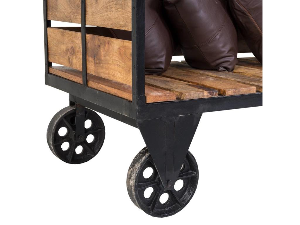 Brown wood and metal bench, 160x61x92h