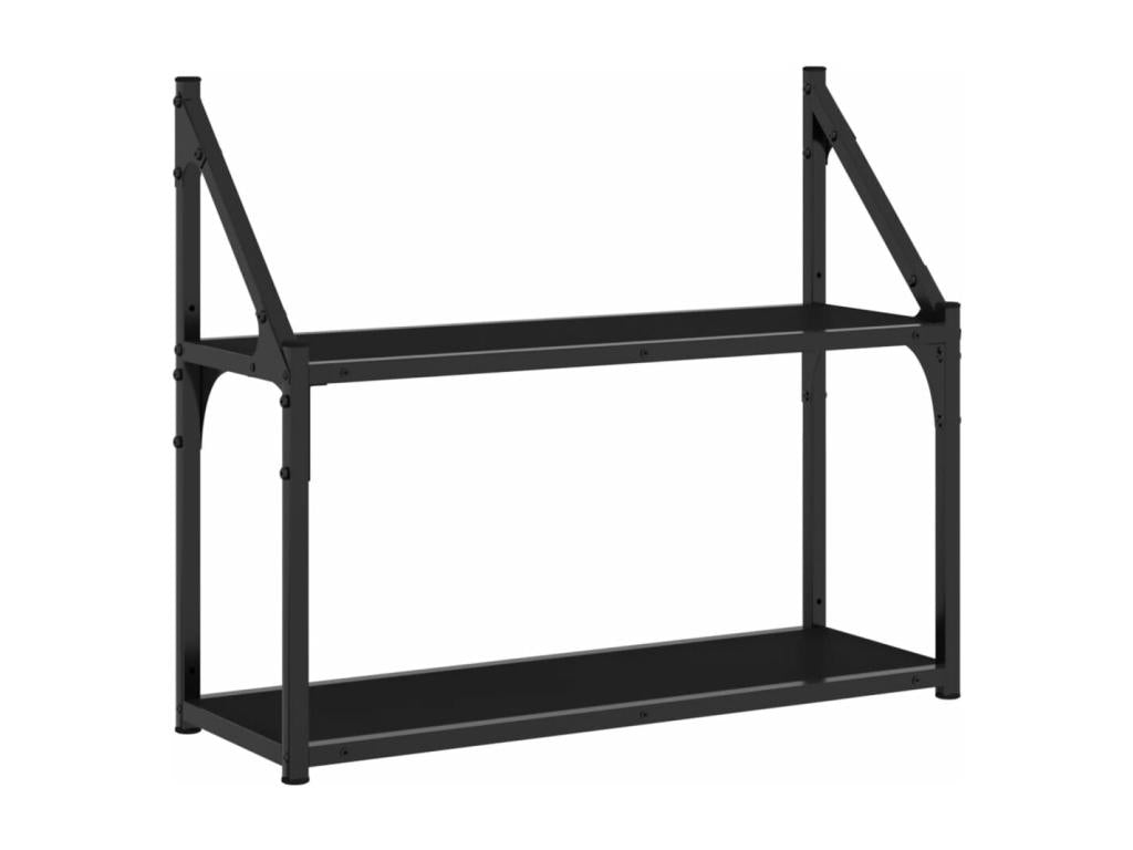 2-tier wall shelf, black, 60x21x51 cm, engineered wood
