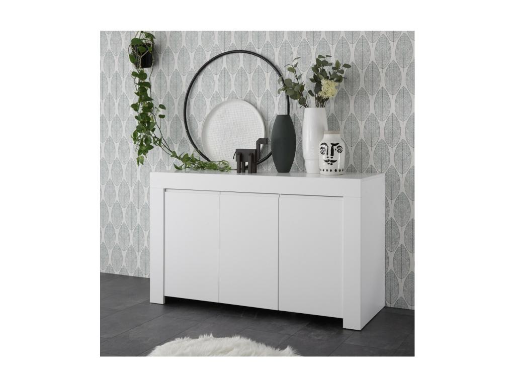 ZEFIR collection 3-door sideboard in matte white, ideal for your living room or dining room