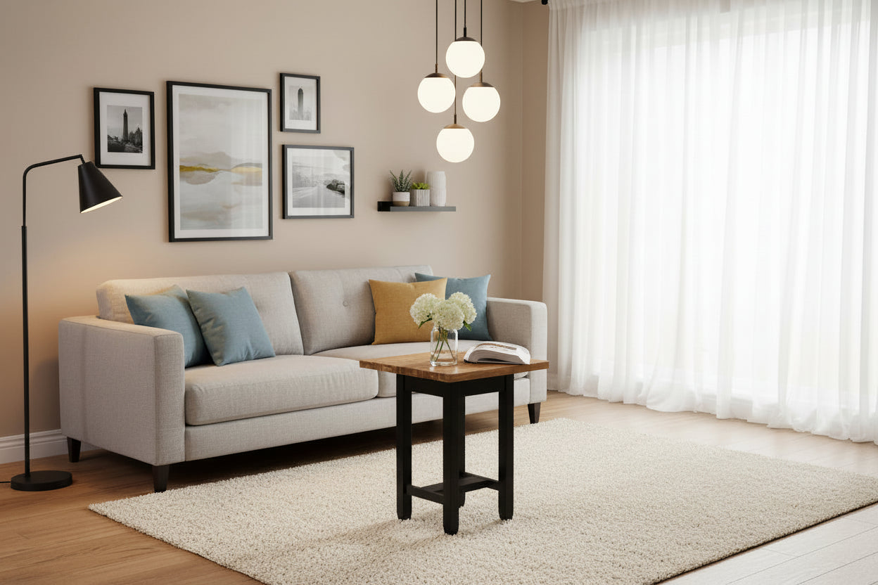 Square High Dining Table in Black Wood - Meublita