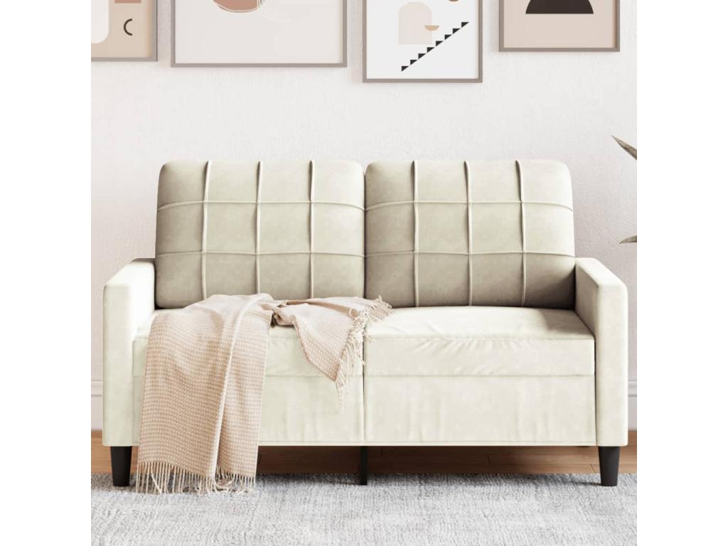 Cream 2-seater sofa, 120 cm, velvet