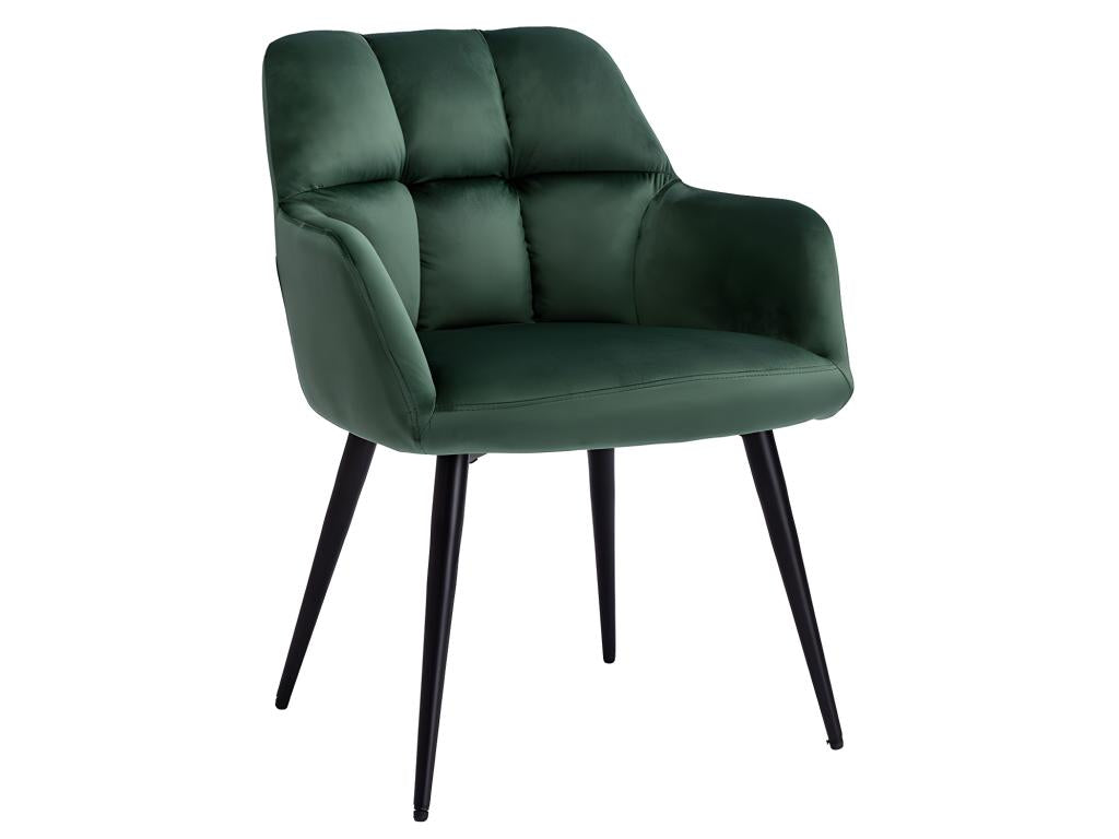 Set of 6 chairs with armrests - Velvet and metal - Green - PEGA by Vertchez