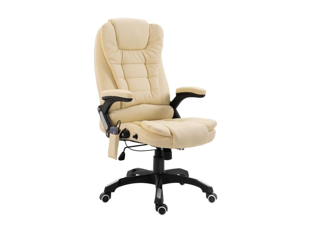 Cream Faux Leather Massage Office Chair