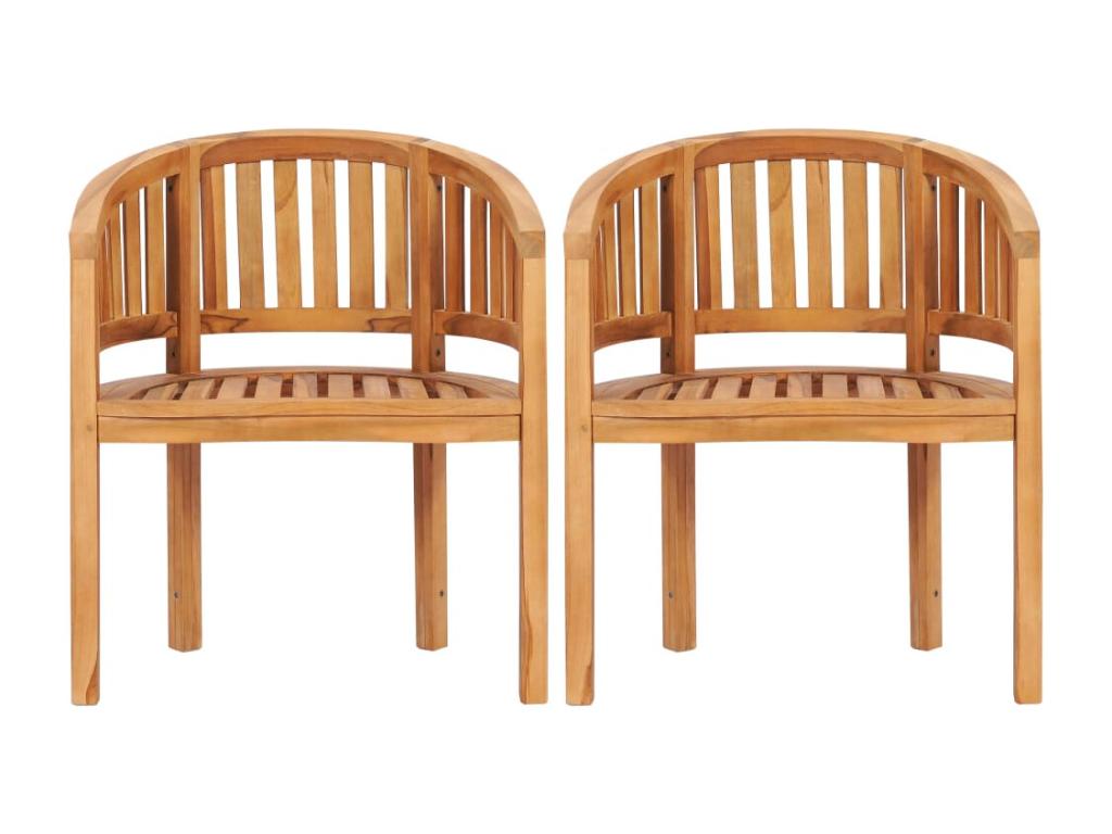 Banana-shaped chairs, 2 pieces, solid teak wood