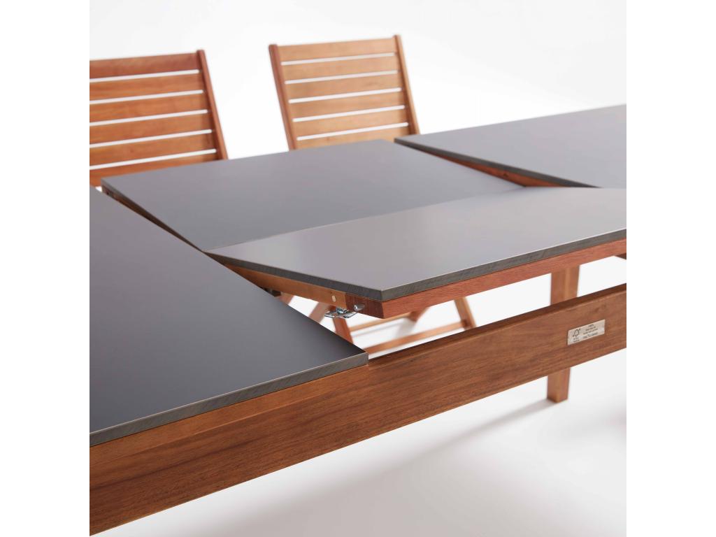 Extendable eucalyptus garden table set with 10 seats