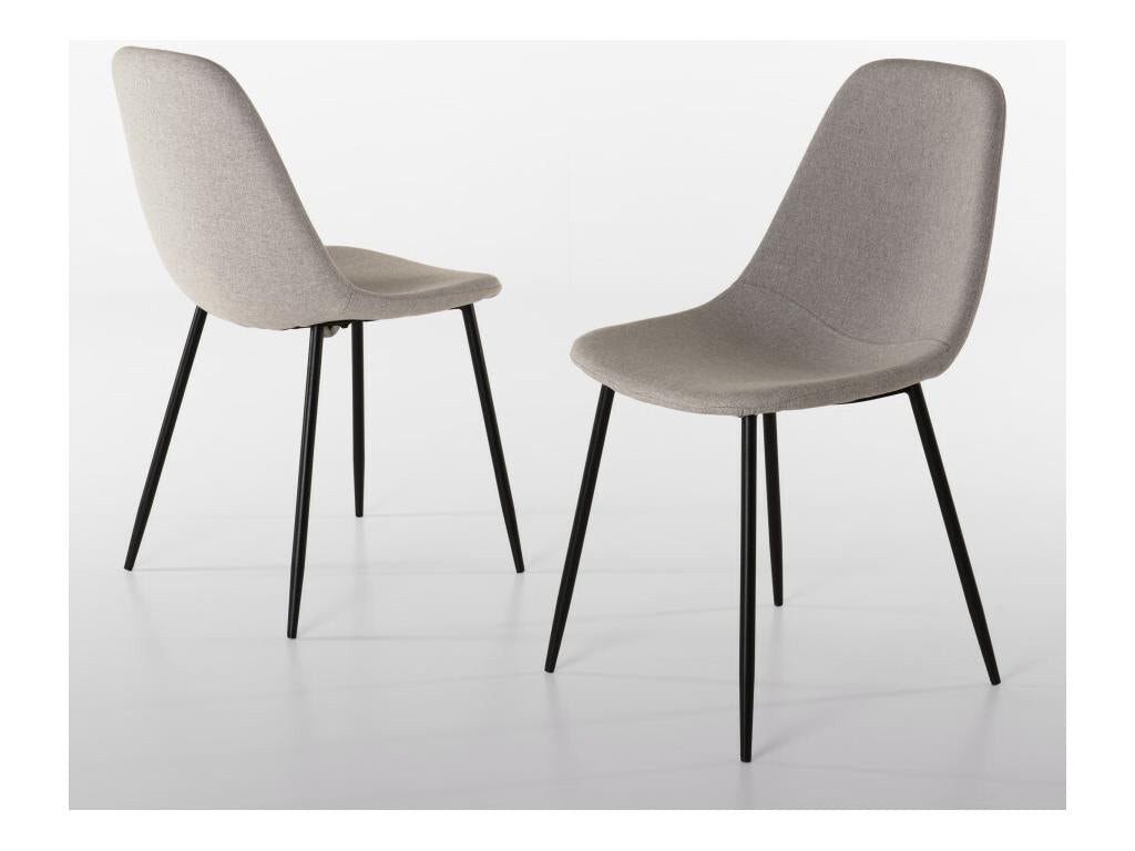 Meublita - Set of 2 off-white fabric chairs with black metal legs