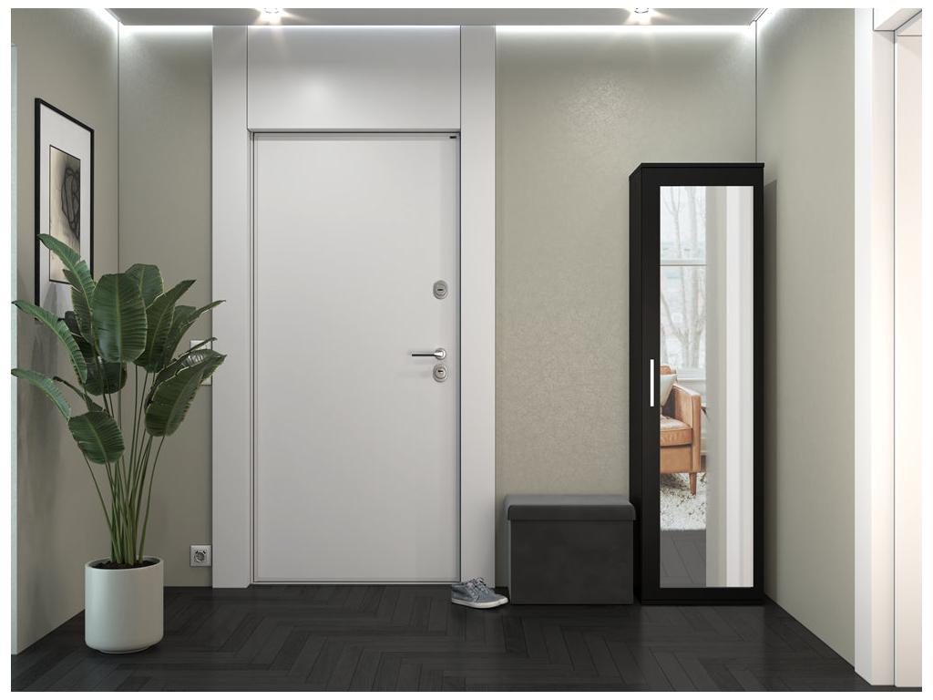 Doucezen wardrobe with mirror and 2 shelves, 180x35x50 cm, black