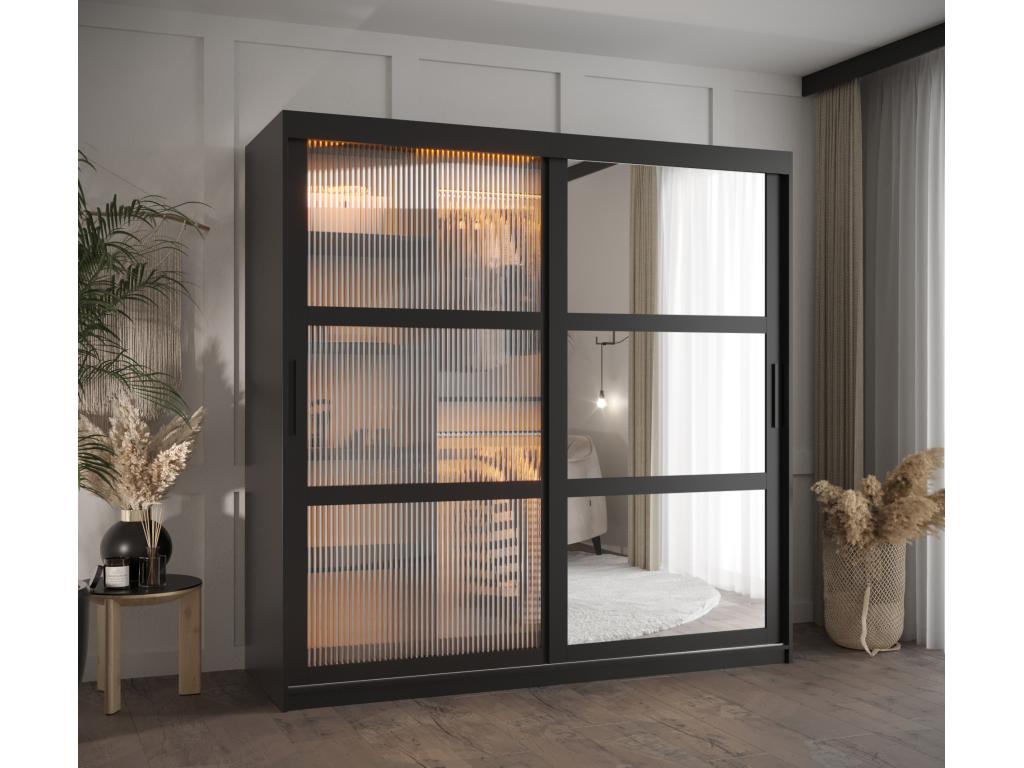 Meublita 2 Sliding Door Wardrobe 200/180/62 2 Doors Black