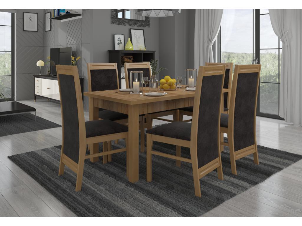 Chair in natural beech wood and Meublita-Tissu fabric 27118