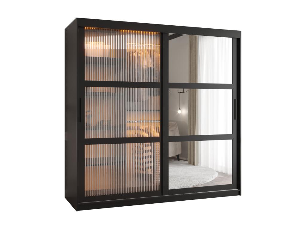 Meublita 2 Sliding Door Wardrobe 200/180/62 2 Doors Black