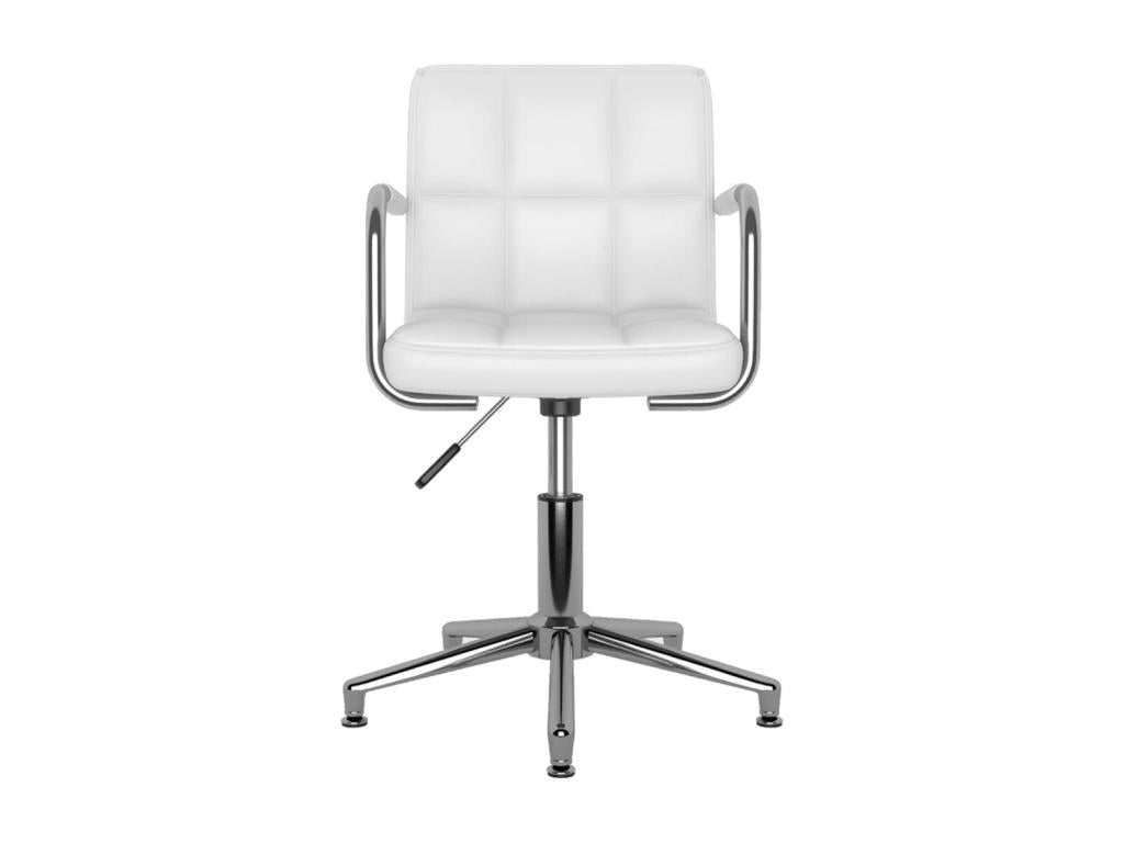 6-Piece Swivel Dining Chairs, White Faux Leather