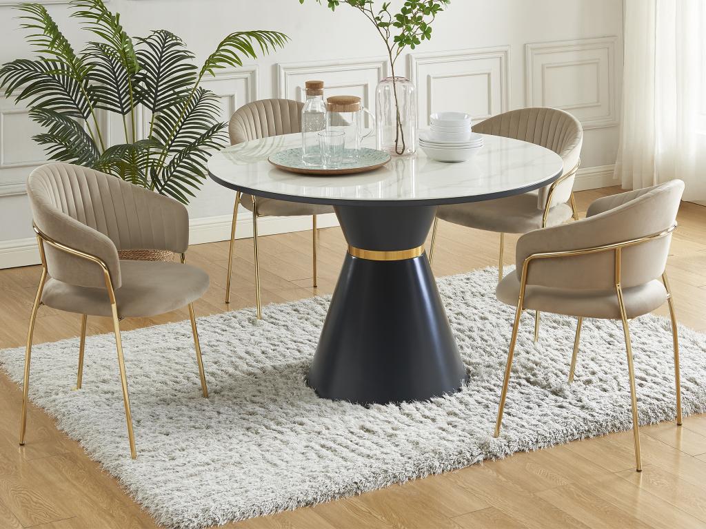 Set of 6 velvet and gold metal chairs - Beige - Meublita MORABITO