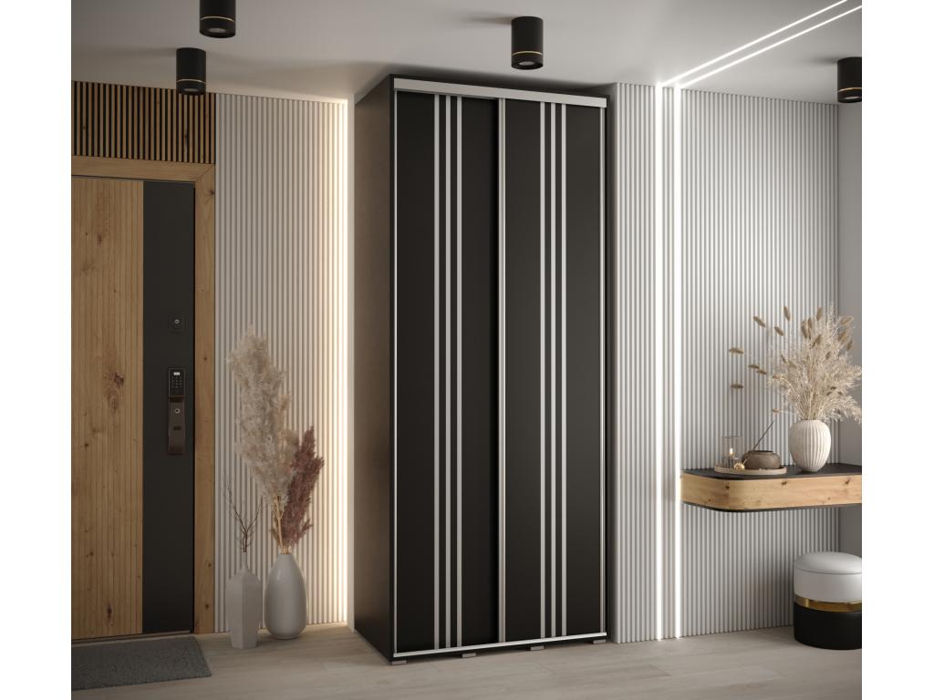 Meublita 6 Sliding Door Wardrobe 235.2/100/45 2 Doors Black/Black/Silver