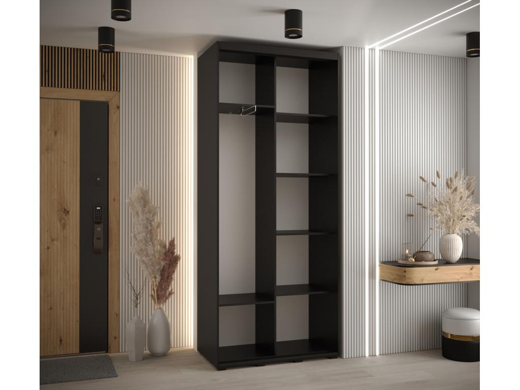 Meublita 6 Sliding Door Wardrobe 235.2/100/45 2 Doors Black/Black/Silver