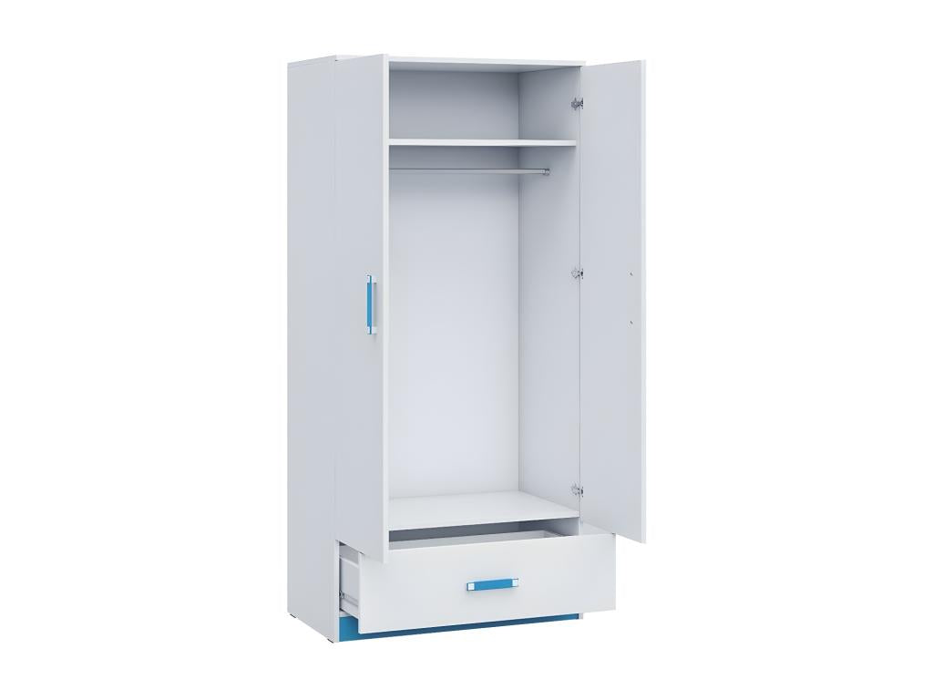 Meublita 103 Turquoise - White Wardrobe 189x90x50cm Wardrobe Doors With Hinges