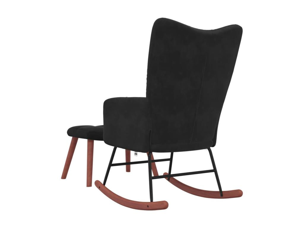 Rocking chair with footrest, black velvet