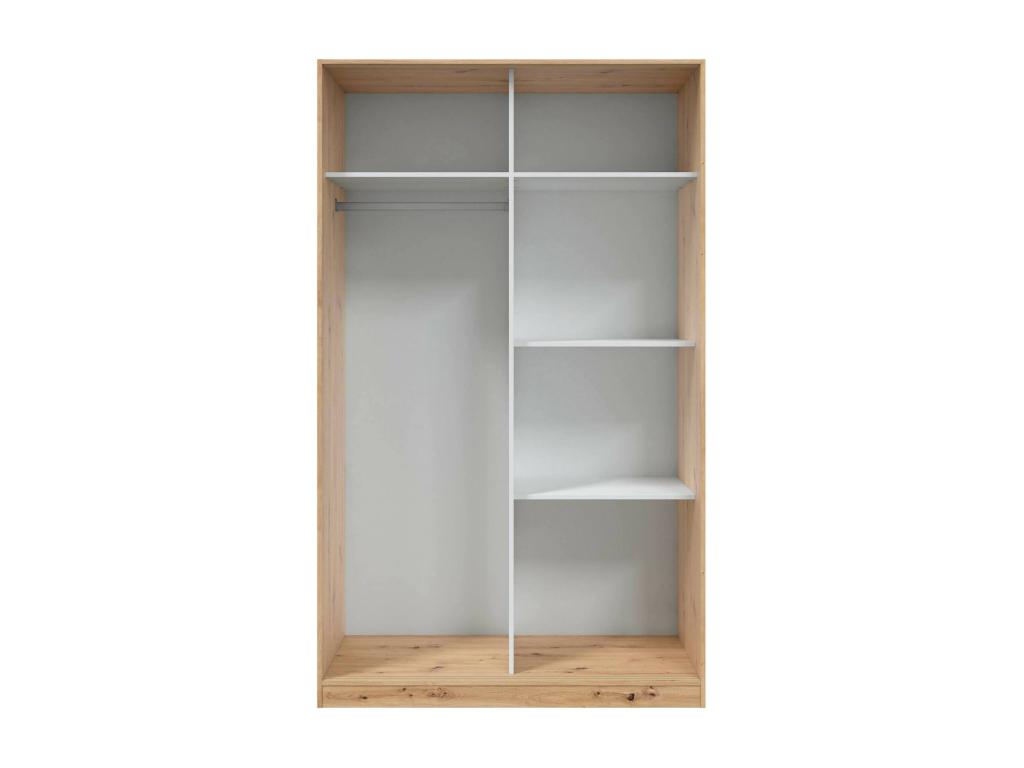 Doucezen Wardrobe, Bedroom Wardrobe with 2 Sliding Doors, Wardrobe with 3 Shelves and Clothes Rail, 120x50x200 cm, White and Oak Knot