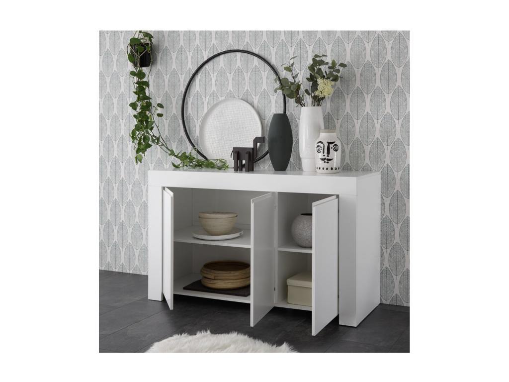 ZEFIR collection 3-door sideboard in matte white, ideal for your living room or dining room