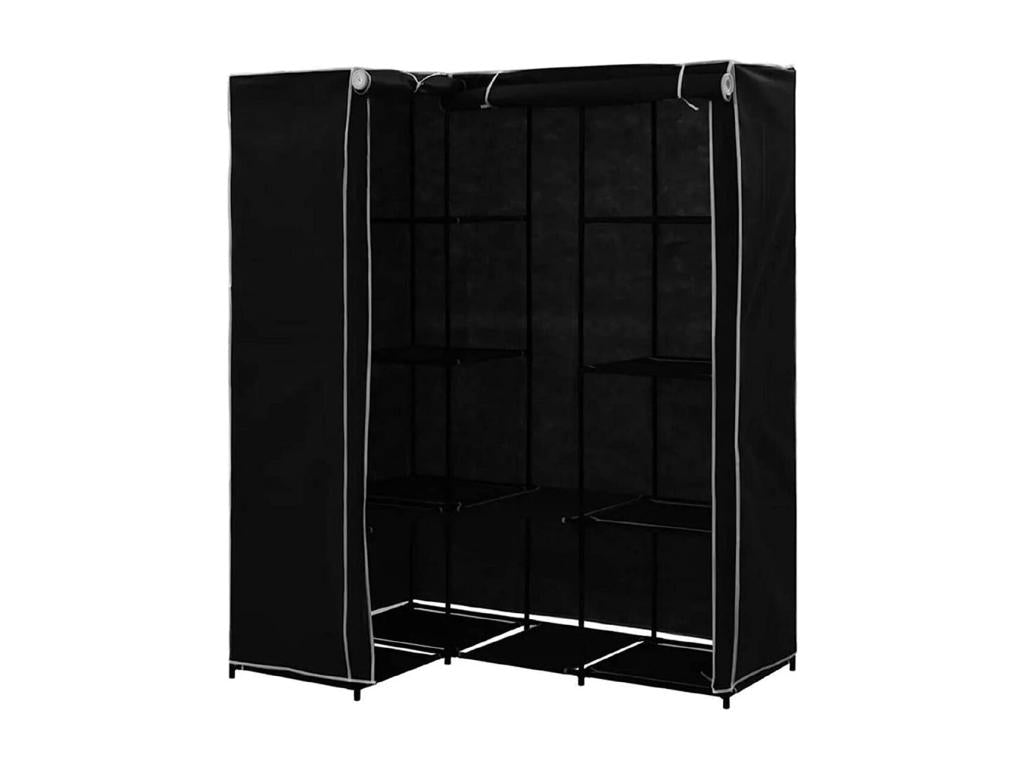 Corner wardrobe with black fabric storage organizer cover for clothes - Length 85-128 x Depth 45 x Height 170 cm